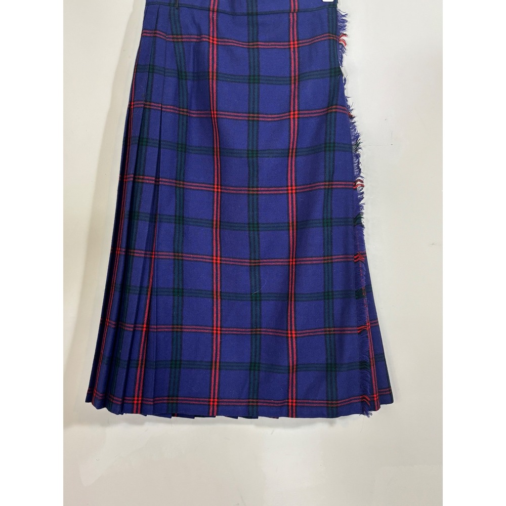 Loch Lomond Mill Vintage Scottish Wool Tartan Plaid Kilt Skirt Blue Red Green 0 - Picture 15 of 15